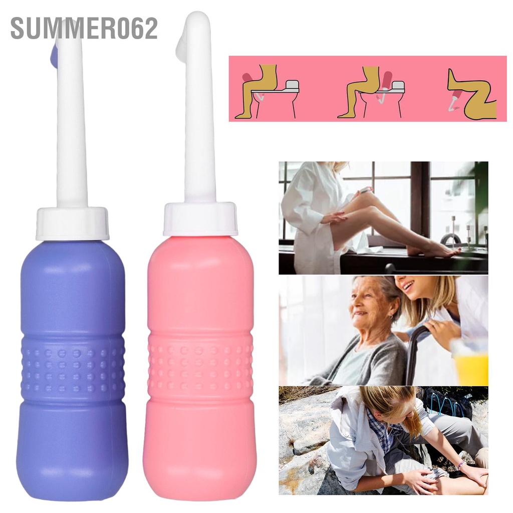 Summer062 2 cái Chậu rửa vệ sinh cầm tay 450ML Đàn hồi mạnh Trọng lượng nhẹ Bình xịt nước thể tích lớn cho Du lịch gia đình Ngoài trời