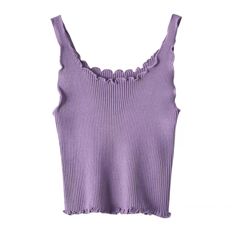 Áo Croptop Dệt Kim Hai Dây Co Giãn Phong Cách Hàn Quốc Quyến Rũ Thời Trang Mùa Hè Cho Nữ