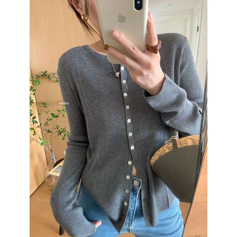 Áo Khoác cardigan Dệt Kim Dáng Ôm Phong Cách Hàn Quốc Thời Trang Cho Nữ