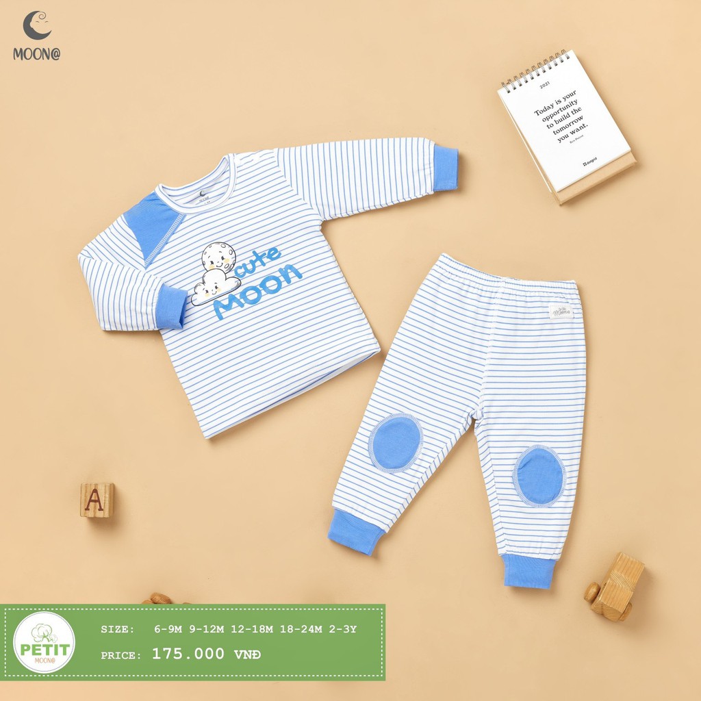 [CHÍNH HÃNG] Bộ dài tay raglan petit trẻ em phối họa tiết Moon