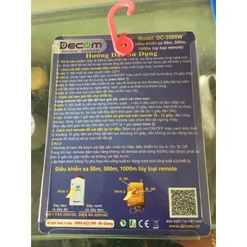 Ổ CẮM ĐIÊU KHIỂN TỪ XA 3500W CHO MOTOR MÁY BƠM NƯỚC 30-50M