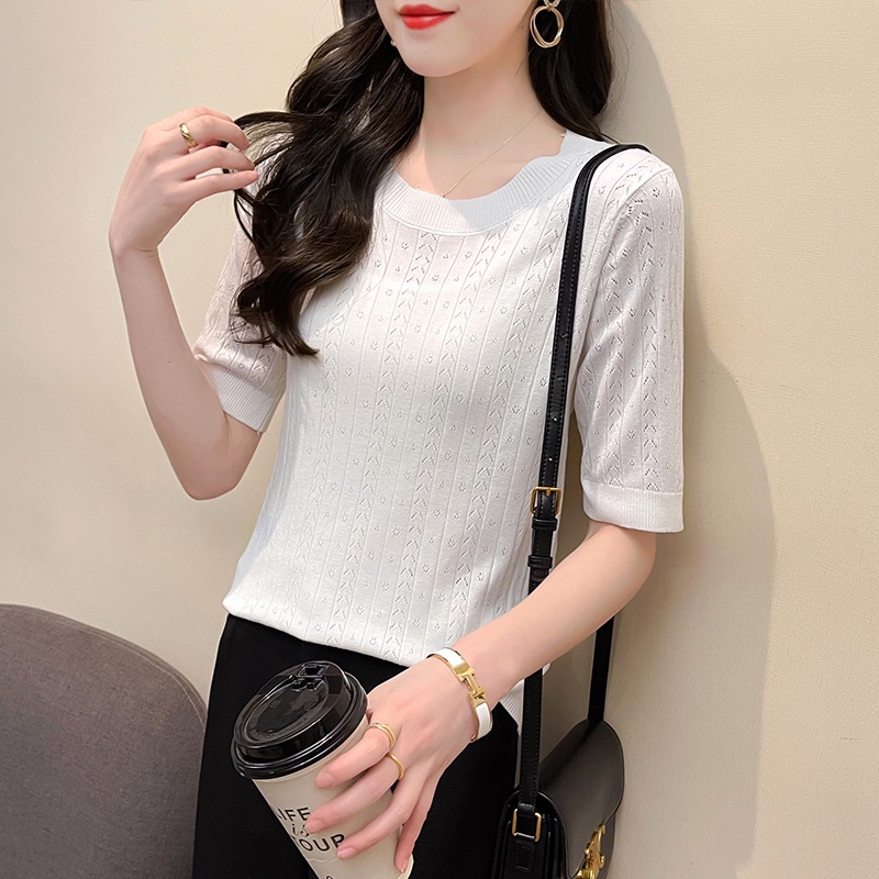NRVP Áo Cardigan Dệt Kim Tay Ngắn Dáng Rộng Phong Cách Hàn Quốc