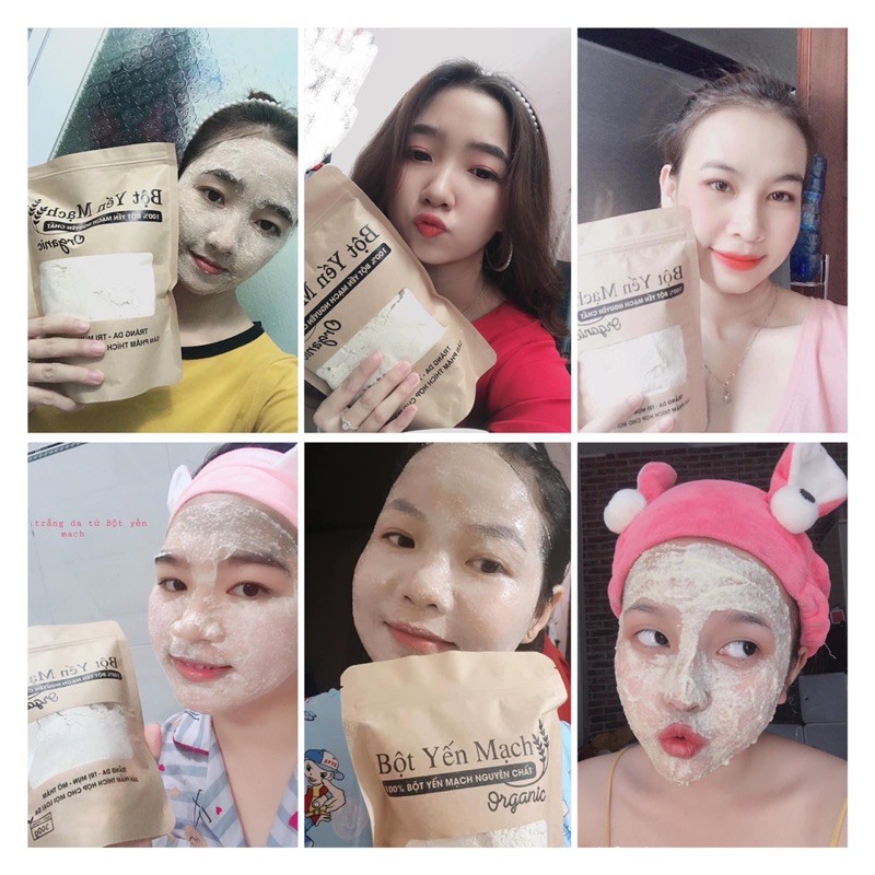 Combo 4 gói bột đắp mặt (Tặng kèm bộ dụng cụ trộn bột mask) - yến mạch Úc, đậu đỏ, trà xanh, cám gạo