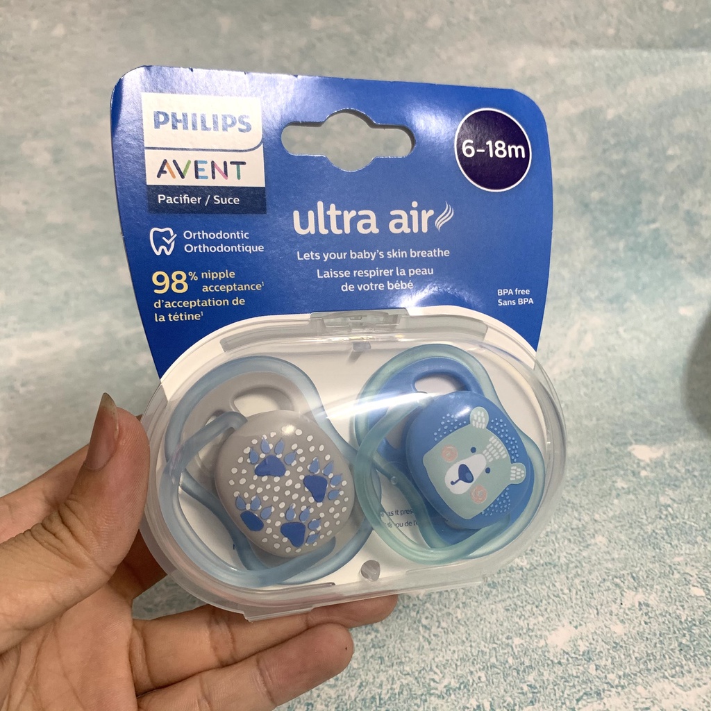 Ti giả Avent Ultra Air, Ultra Soft chống vâu đầu dẹt chính hãng Philip Avent GIMOVI nhà phân phối chính hãng