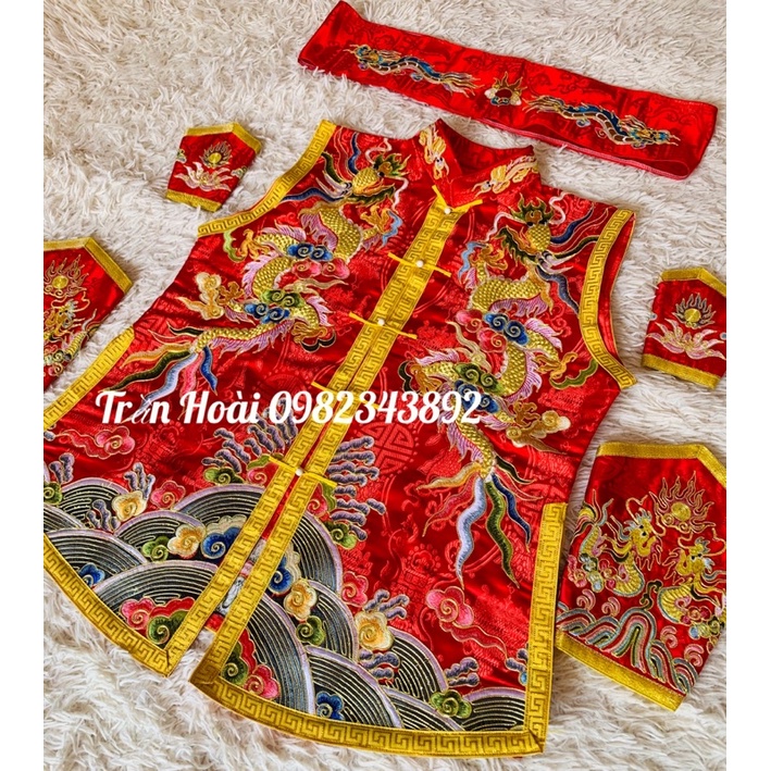 Khăn áo hầu đồng - áo cậu rồng thêu chỉ ngũ sắc nhồi đẹp