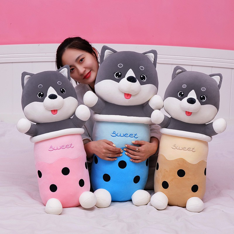 Gối Ôm Nhồi Bông Hình Chú Chó Husky Đáng Yêu