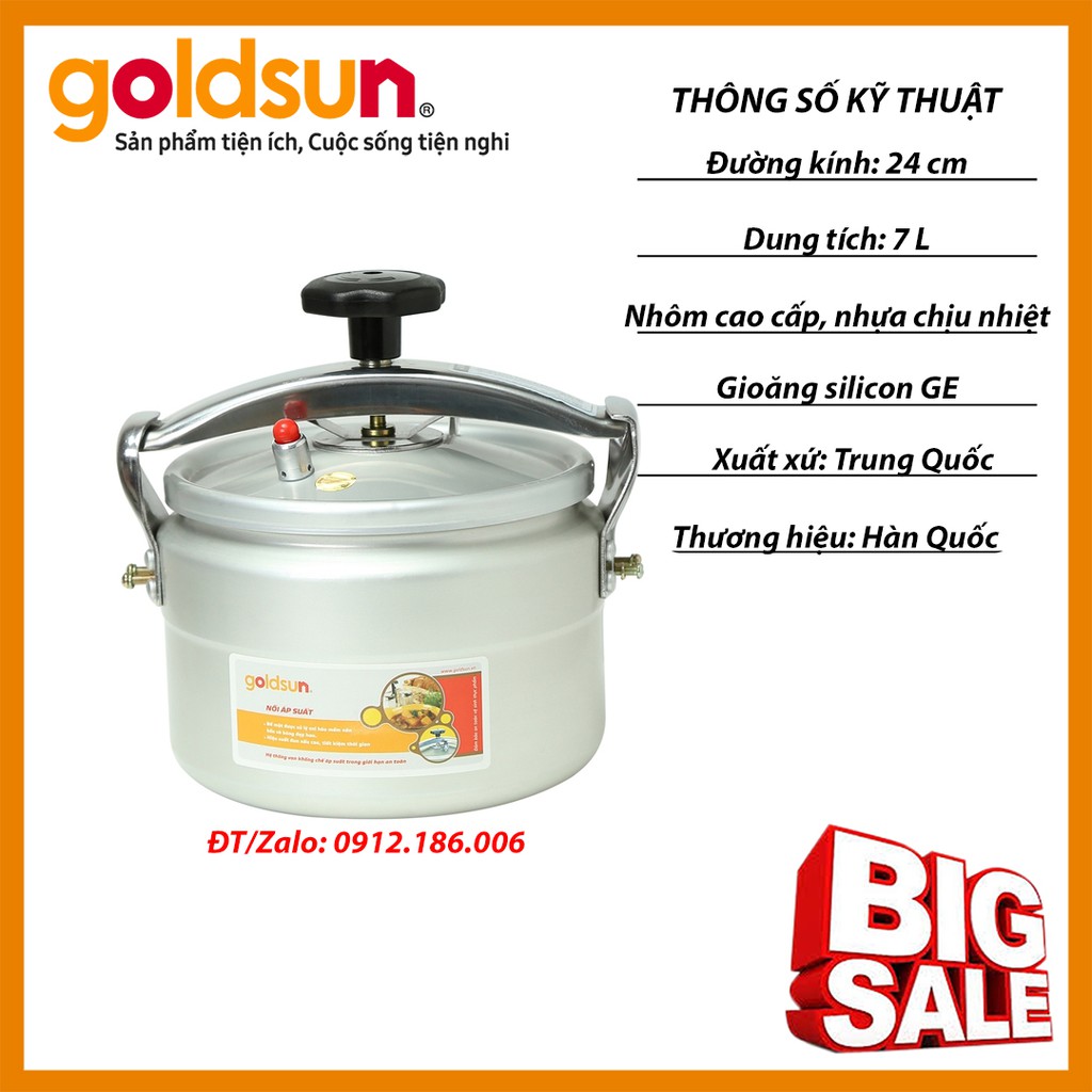 NỒI ÁP SUẤT NHÔM GOLDSUN DB2701 (7L) chính hãng