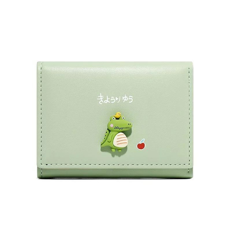 Ví Ngắn Nữ Cầm Tay Mini Nhiều Ngăn 516 Đính Khủng Long Chất Da Mềm Cao Cấp - Hazo