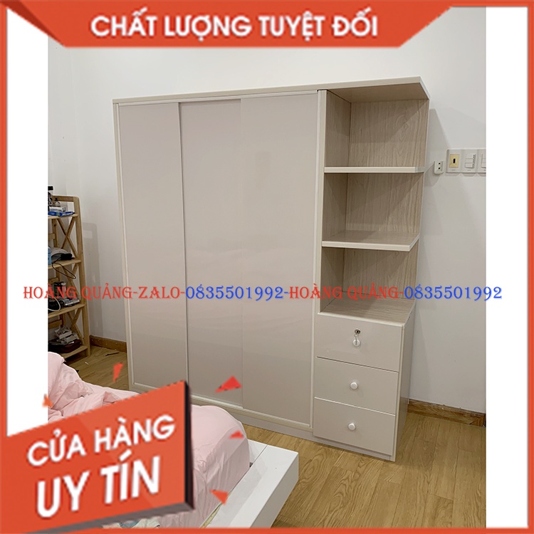 Tủ quần áo cửa lùa kèm kệ tranh trí_nhựa đài loan [ Hàng Chính Hãng ]