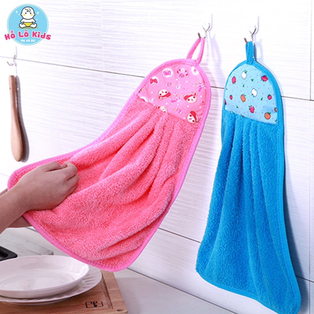 Khăn lau đa năng cotton treo tường siêu thấm nước, tiện dụng có móc treo Hồ Lô Kids