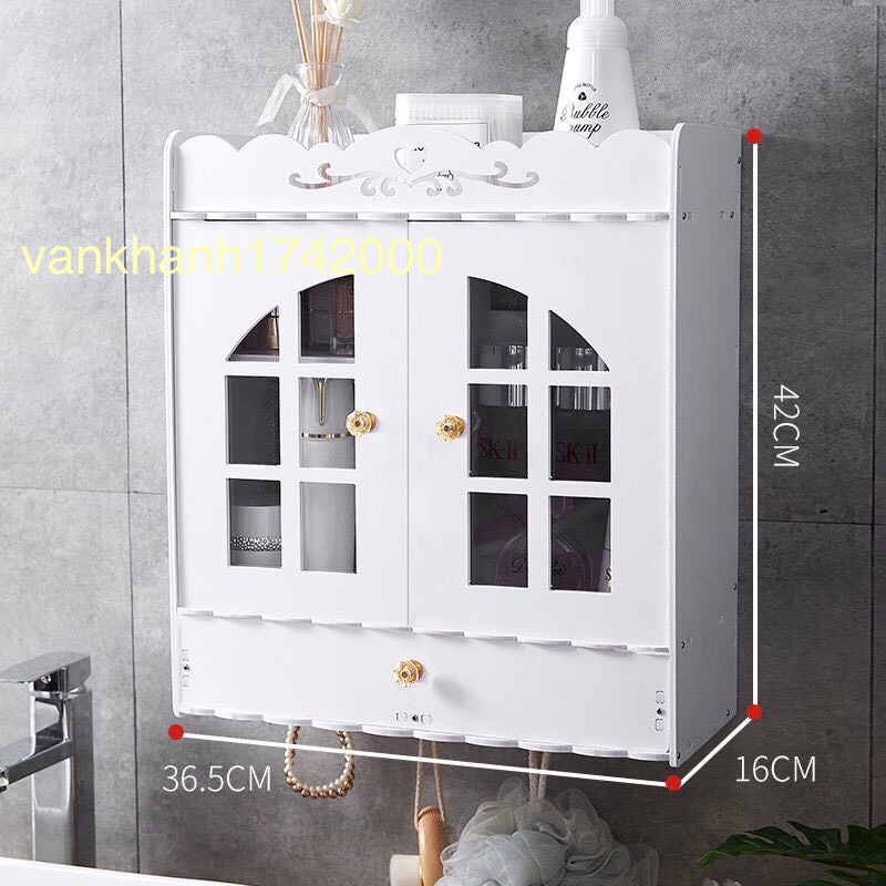 Ngôi nhà đựng mỹ phẩm để bàn màu trắng