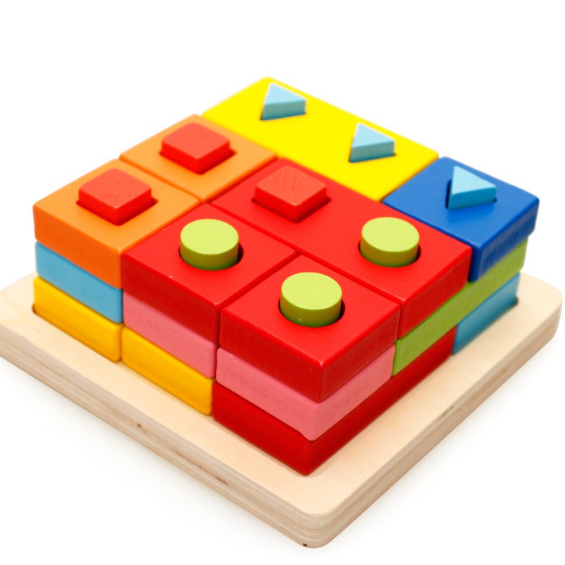 Bộ đồ chơi hình học, hình khối 28 chi tiết bằng gỗ cho bé CTT015