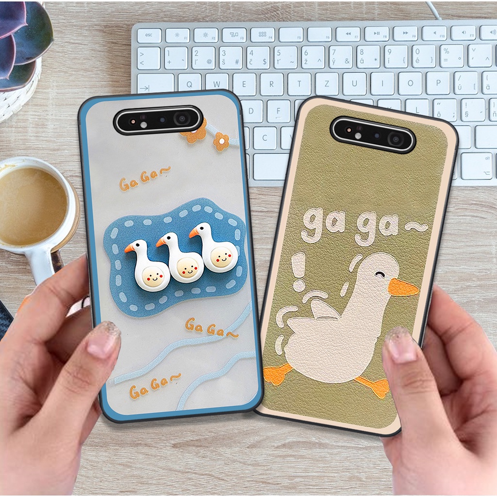 Ốp Samsung A80 / A90 bộ hình cute dễ thương gấu thỏ xinh xắn vẽ tay lạ mắt