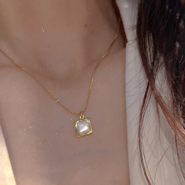 Vòng cổ Thép Titan Mặt Vuông Phong Cách Hàn Quốc Đơn Giản Cho Nữ