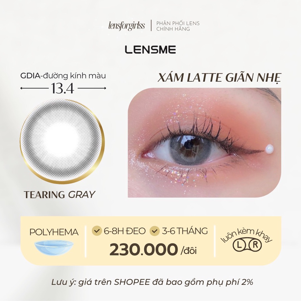 Kính áp tròng xám latte TEARING GRAY chính hãng Lensme | HSD 3-6 tháng