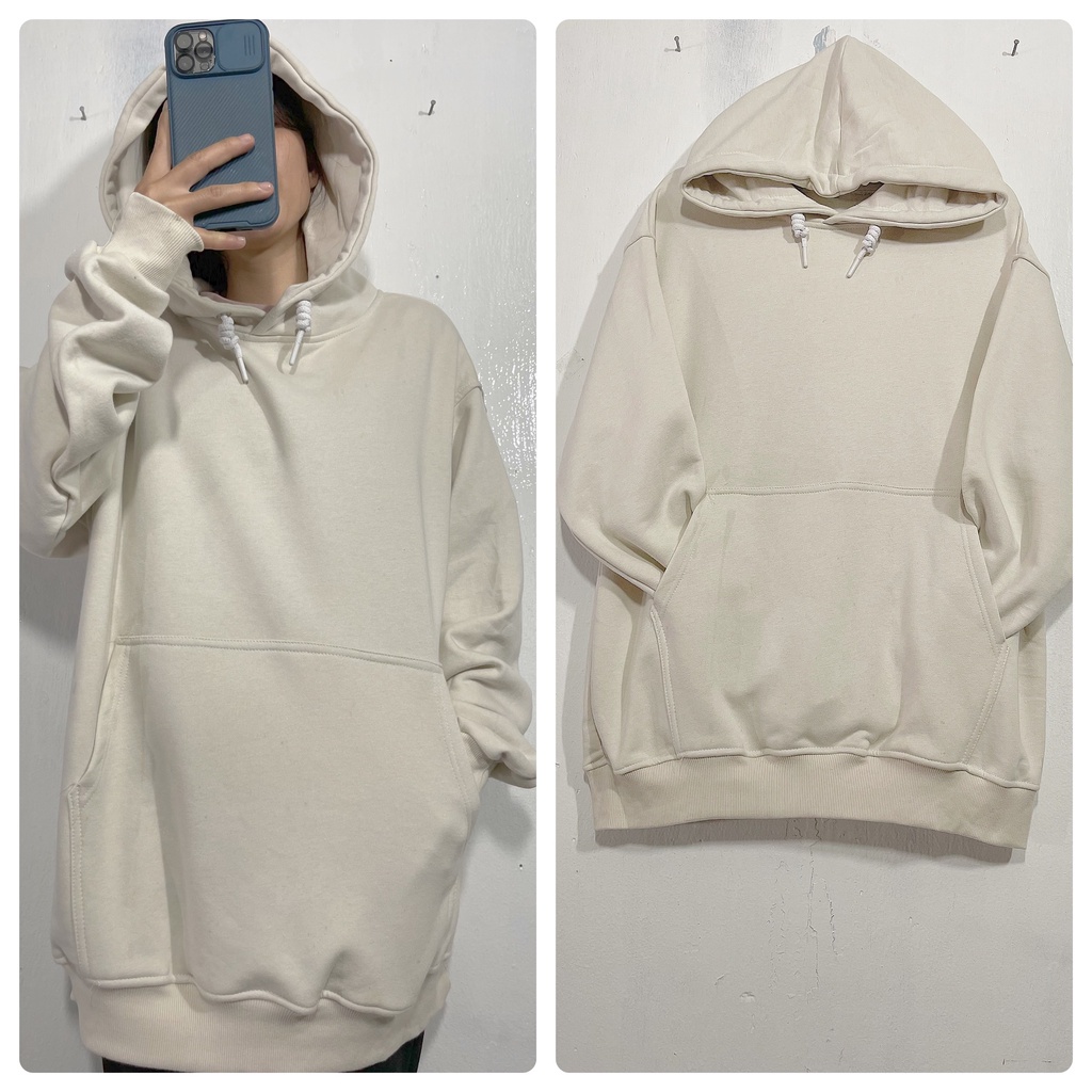 Áo khoác hoodie trơn nam UNISEX 2022 vải nỉ lót bông dày dặn form áo rộng