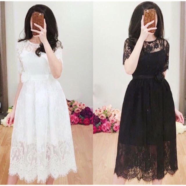 Đầm ren dự tiệc sang chảnh ( hình thật )