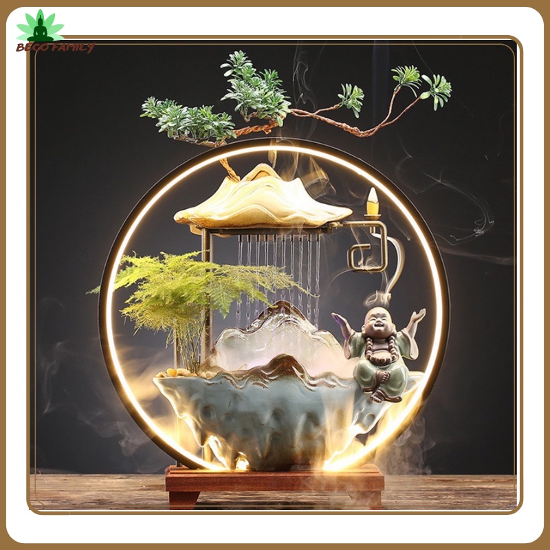 -Thác khói trầm hương nhiều mẫu phong thủy cao cấp có đèn LED trang trí gia đình decor phòng, để bàn tiếp khách