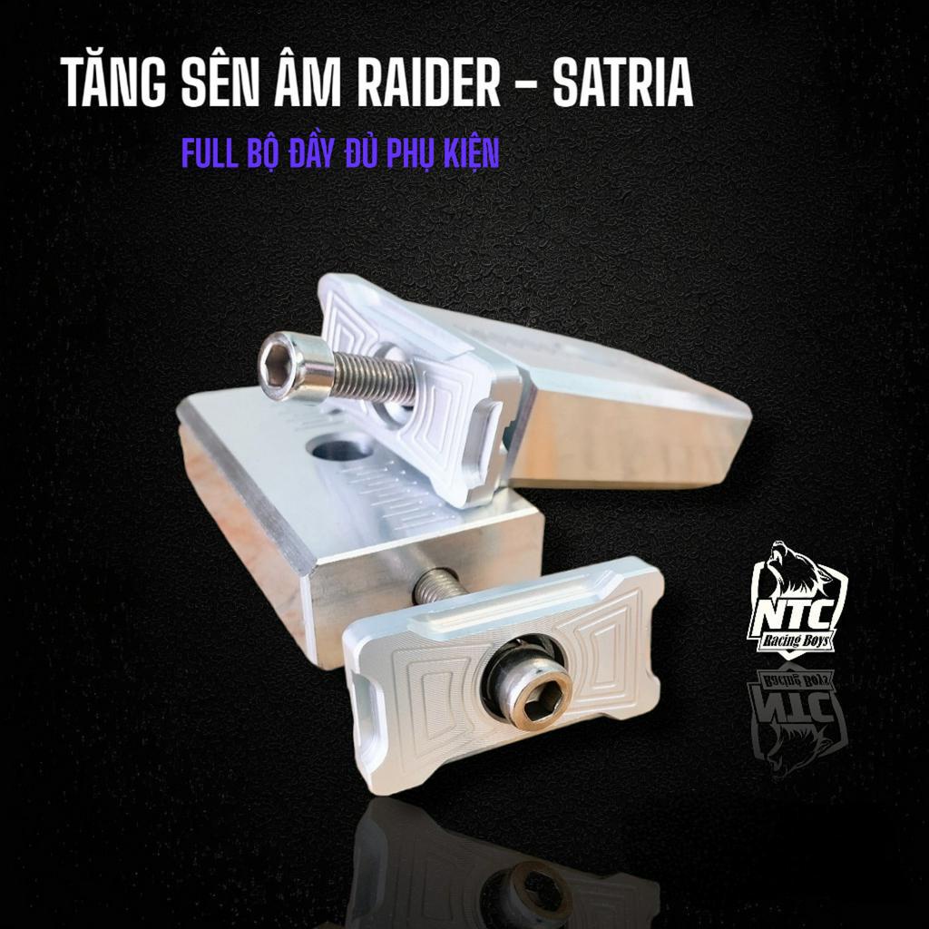 Tăng sên âm Raider Satria nhôm CNC nguyên khối không gỉ, có rãnh thoát nước, thay thế cho pat tăng sên zin không độ chế