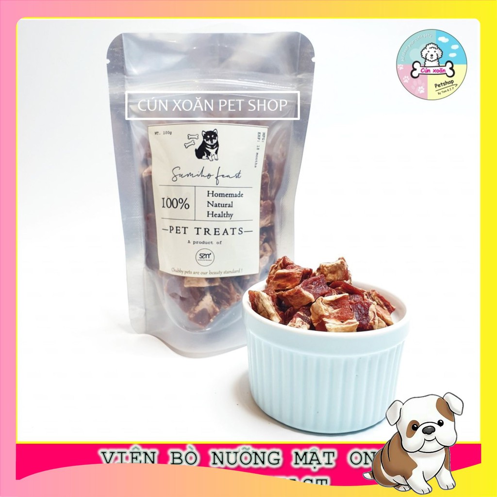 Bánh thưởng cho chó Sumiho Feast (Viên bò mật ong) (Túi 100gr) thức ăn cho chó từ 2 tháng tuổi