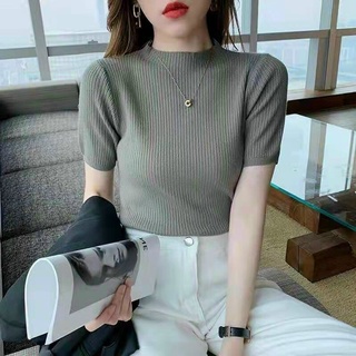 Áo len tăm cộc tay cổ 3p