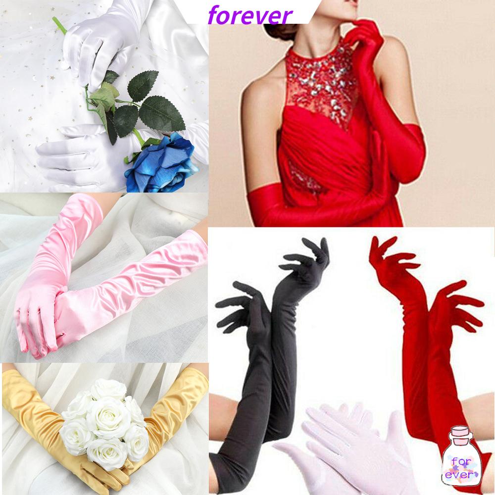 Đôi Găng Tay Satin Dài Hở Ngón Nhiều Màu Sắc Thời Trang Cho Nữ