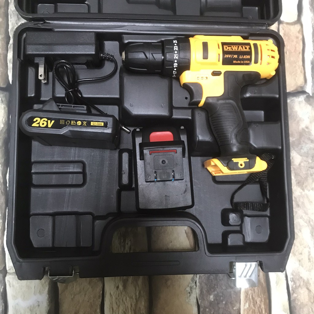 Máy khoan pin Dewalt 26v có búa kèm bộ phụ kiện 24 món tiện lợi