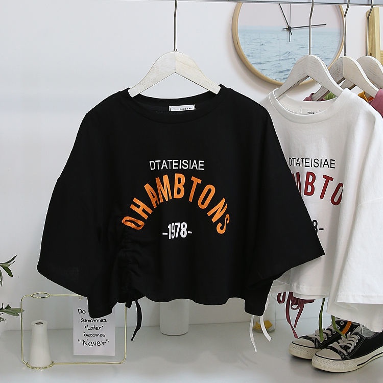 Áo Thun Crop Top Tay Lỡ Dáng Rộng In Chữ Size M-6XL C9171 Thời Trang Cho Nữ