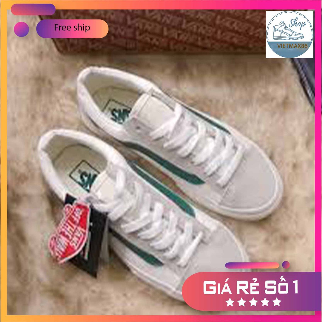 Giày Thể Thao Vns Old Skool  Trắng Sóng Xanh (Da Lộn) Cho Cả Nam Và Nữ, giày giá rẻ tặng kèm bull box bill / vietmax86 | BigBuy360 - bigbuy360.vn