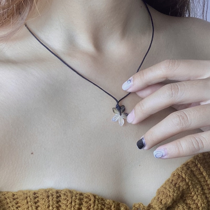 [014-016] Vòng cổ dây rút cotton điều chỉnh size mặt dây nữ tính