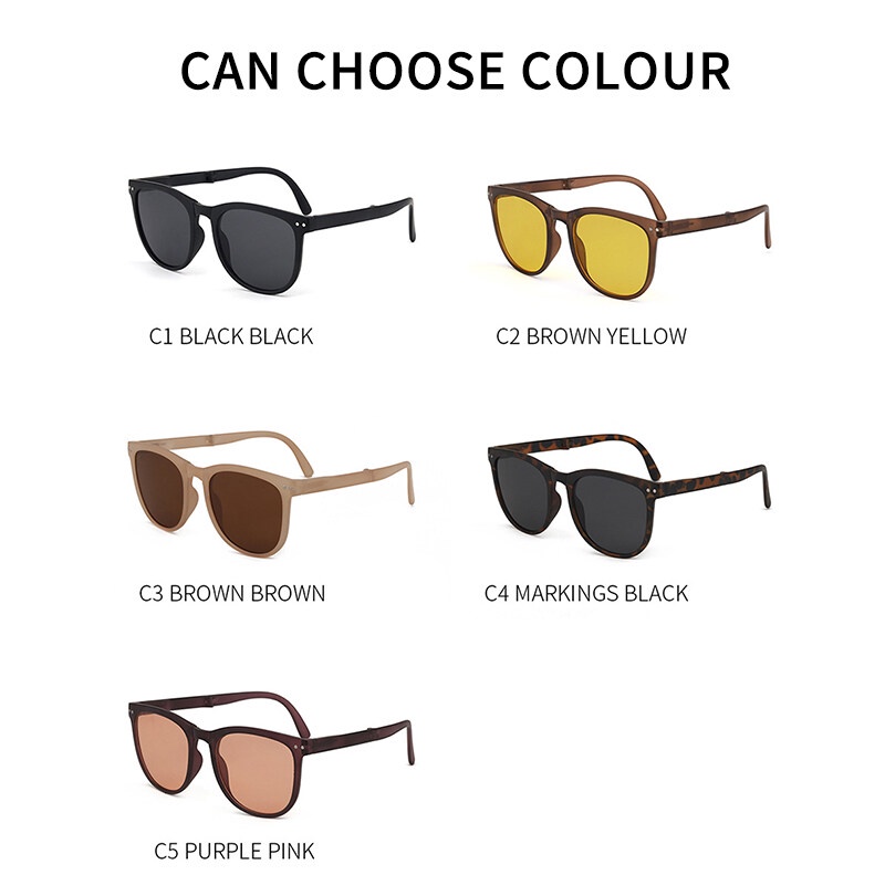 Kính Mát Gọng Oval Chống Nắng Cao Cấp Gấp Gọn Tiện Lợi Cho Nam Nữ