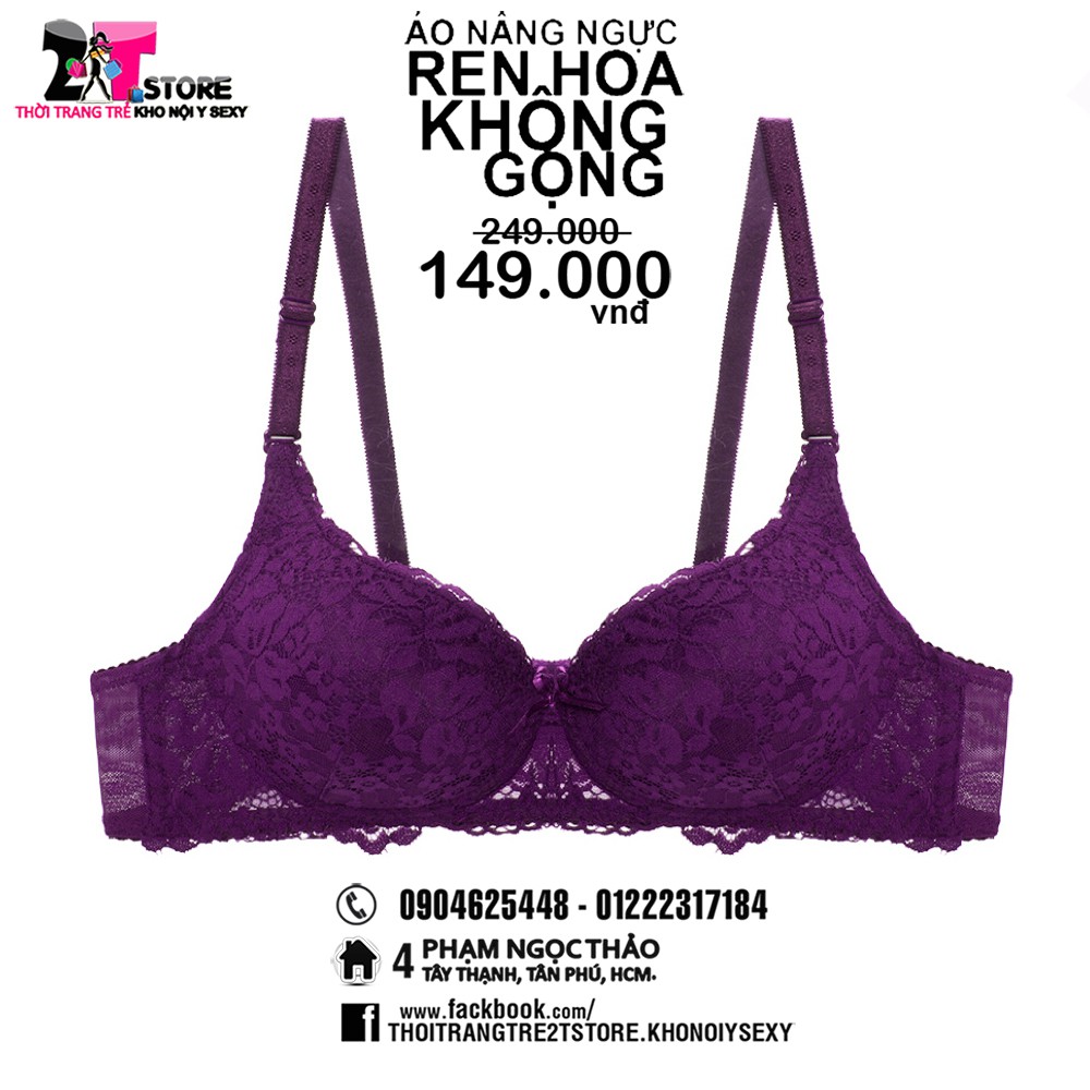 Áo Nâng Ngực Cotton Không Gọng Phối Ren (Tím)
