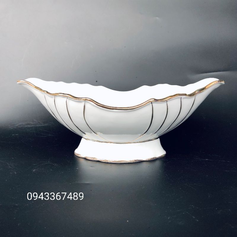 Bát bày gà viền vàng. Hàng sứ Bát Tràng