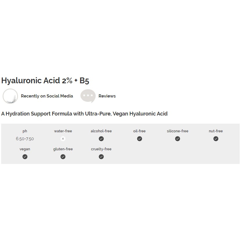 Tinh Chất Cấp Nước &amp; Phục Hồi Da Hyaluronic Acid 2% + B5 The Ordinary