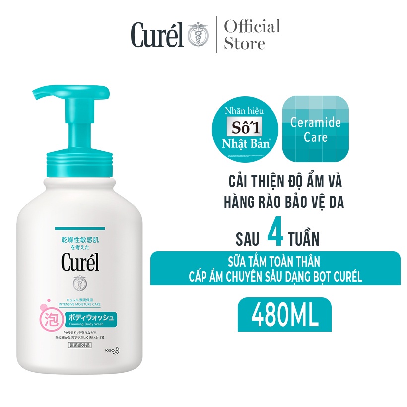 Sữa tắm toàn thân cấp ẩm chuyên sâu dạng bọt Curel 480ml