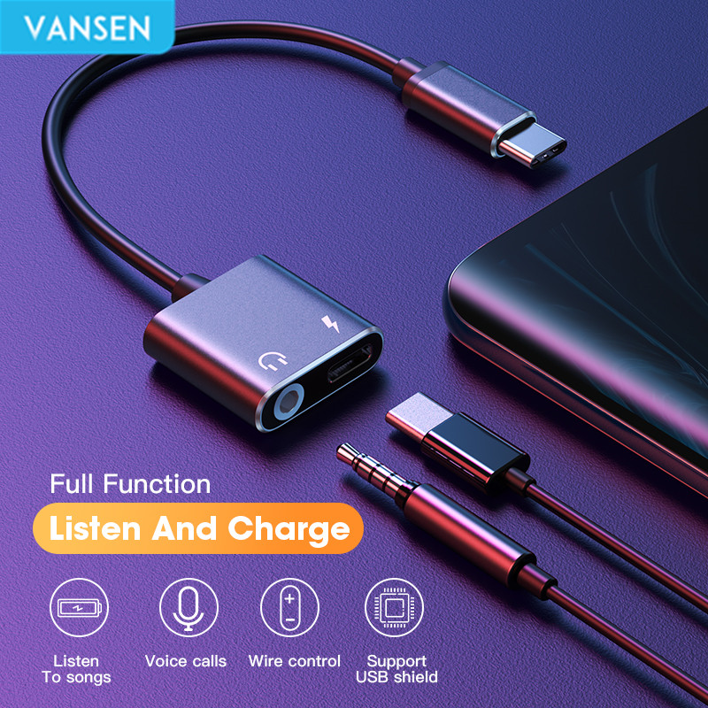 Đầu chuyển đổi cổng sạc và tai nghe 2 trong 1 cho Huawei Xiaomi
