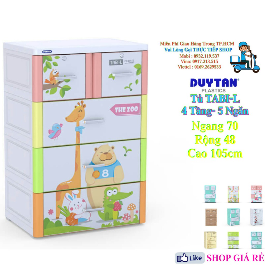 Tủ Nhựa TABI-L Hồng Dâu Tây ( 4 Tầng- 5 Ngăn )