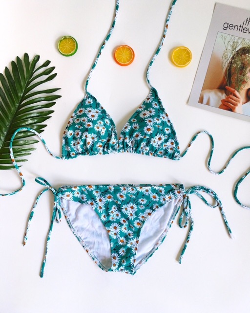 Bikini, đồ bơi che khuyết điểm hoa cúc xanh