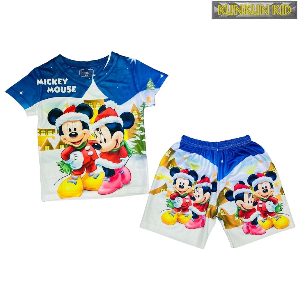 Đồ Bộ Tay Ngắn Thun Lạnh In Hình 3D Hoạt Hình Mickey Mouse Cho Bé Trai và Bé Gái Từ 10kg-60kg Kunkun Kid TP373