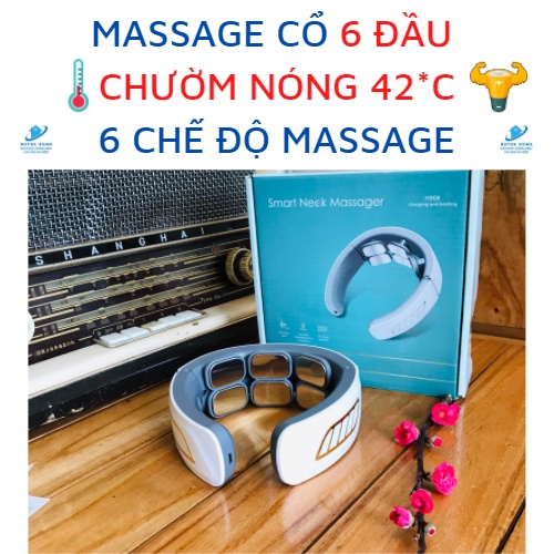 [BH 12 THÁNG] Máy massage cổ vai gáy cao cấp, CÓ CHƯỜM NÓNG 42 độ C - 6 đầu tiếp xúc, 6 chế độ mat xa, 9 cường độ