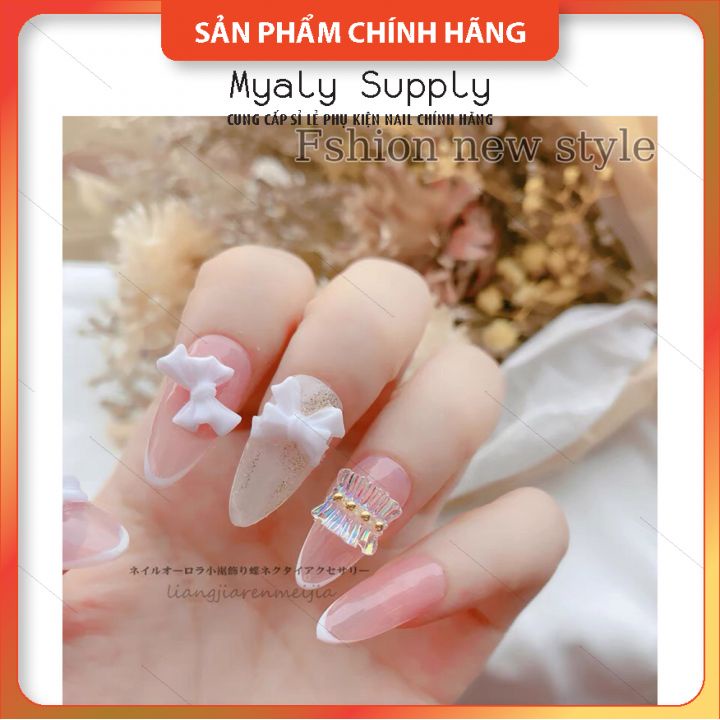 Charm Hoạt Hình Nail Gấu Búp Bê Nơ Kẹo Mút Rượu Bộ Bài