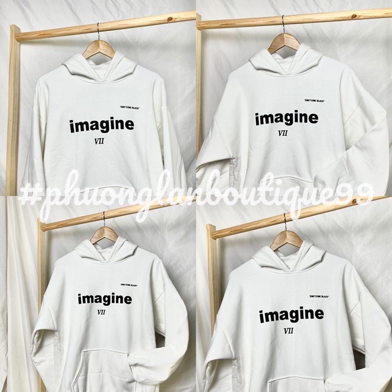 Áo zip 🌸 Áo dài tay nỉ bông form rộng unisex tay bồng in chữ IMAGINE dành cho nữ PHULA style Hàn Quốc Ulzzang | BigBuy360 - bigbuy360.vn