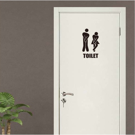 Decal giấy dán tường - Toilet trai gái đen tiện dụng