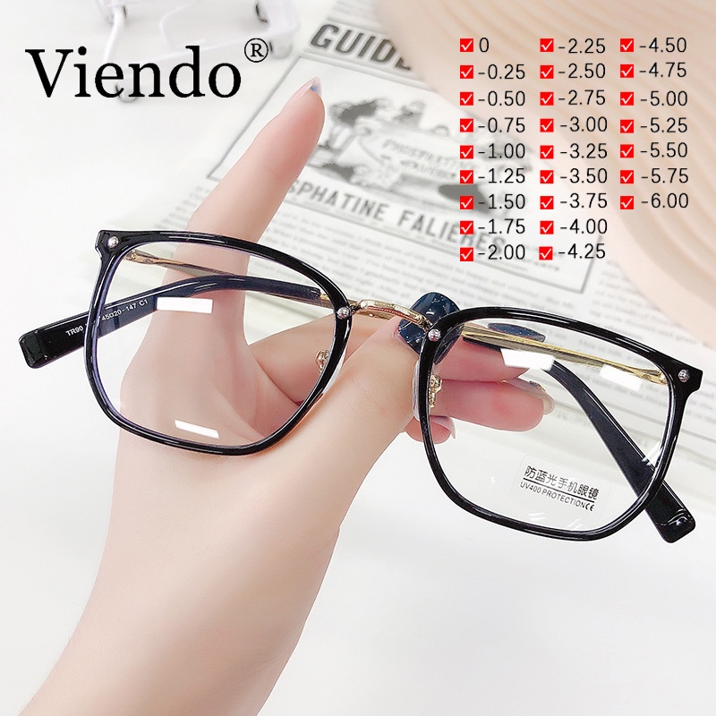 Mắt kính cận VIENDO gọng vuông chống ánh sáng xanh cho nam nữ (cắt độ cận theo yêu cầu)