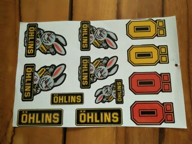 Bộ tem nổi Ohlins màu vàng đen
