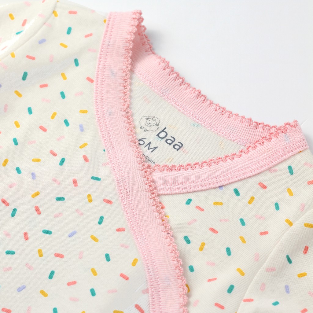 Bộ Bodysuit liền thân cho bé sơ sinh BAA BABY  cài bên ngắn tay cho bé gái bé trai từ 0-12 tháng - CB01N