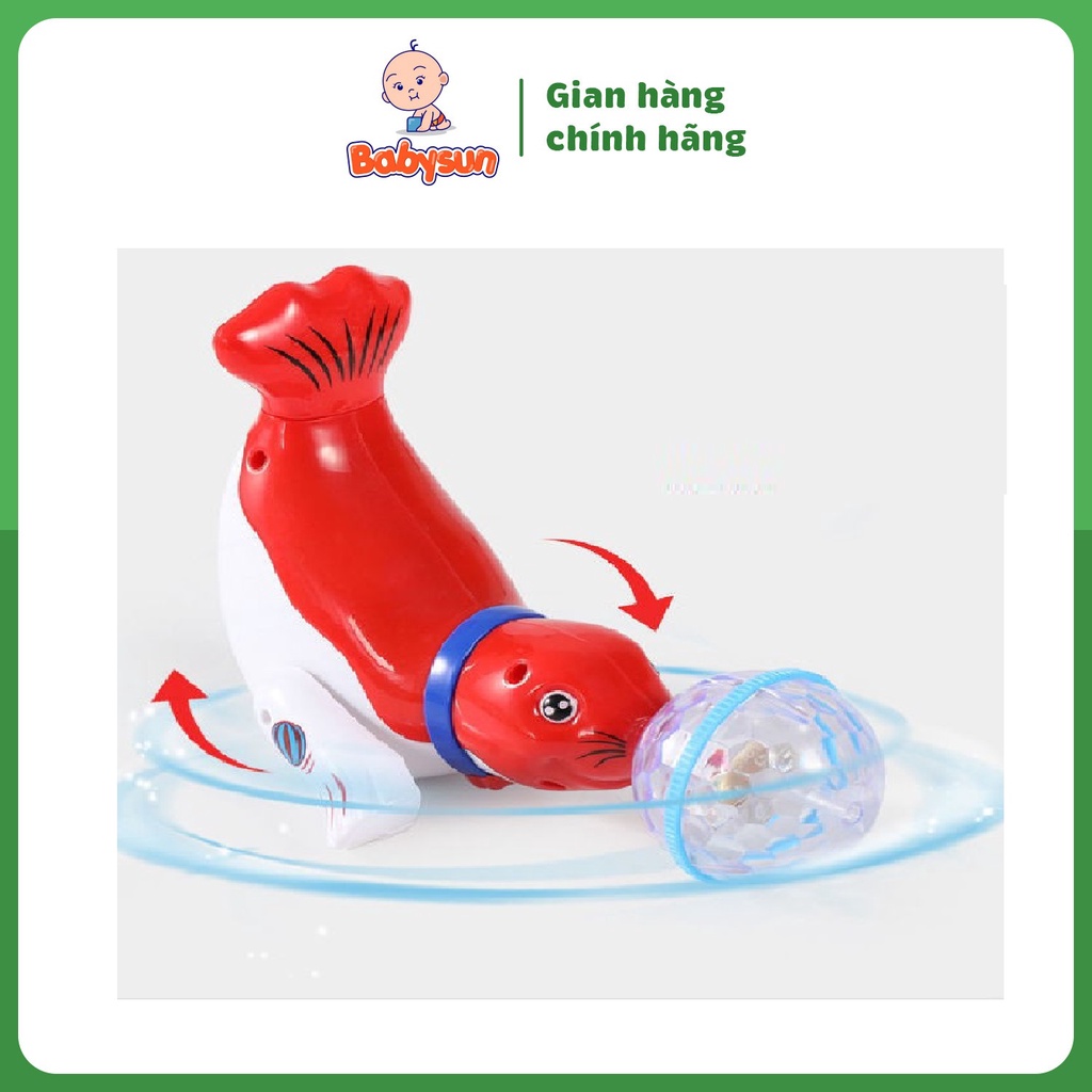 Đồ Chơi Hải Cẩu Xoay Bóng Phát Nhạc Có Đèn Cực Dễ Thương- Tặng Pin