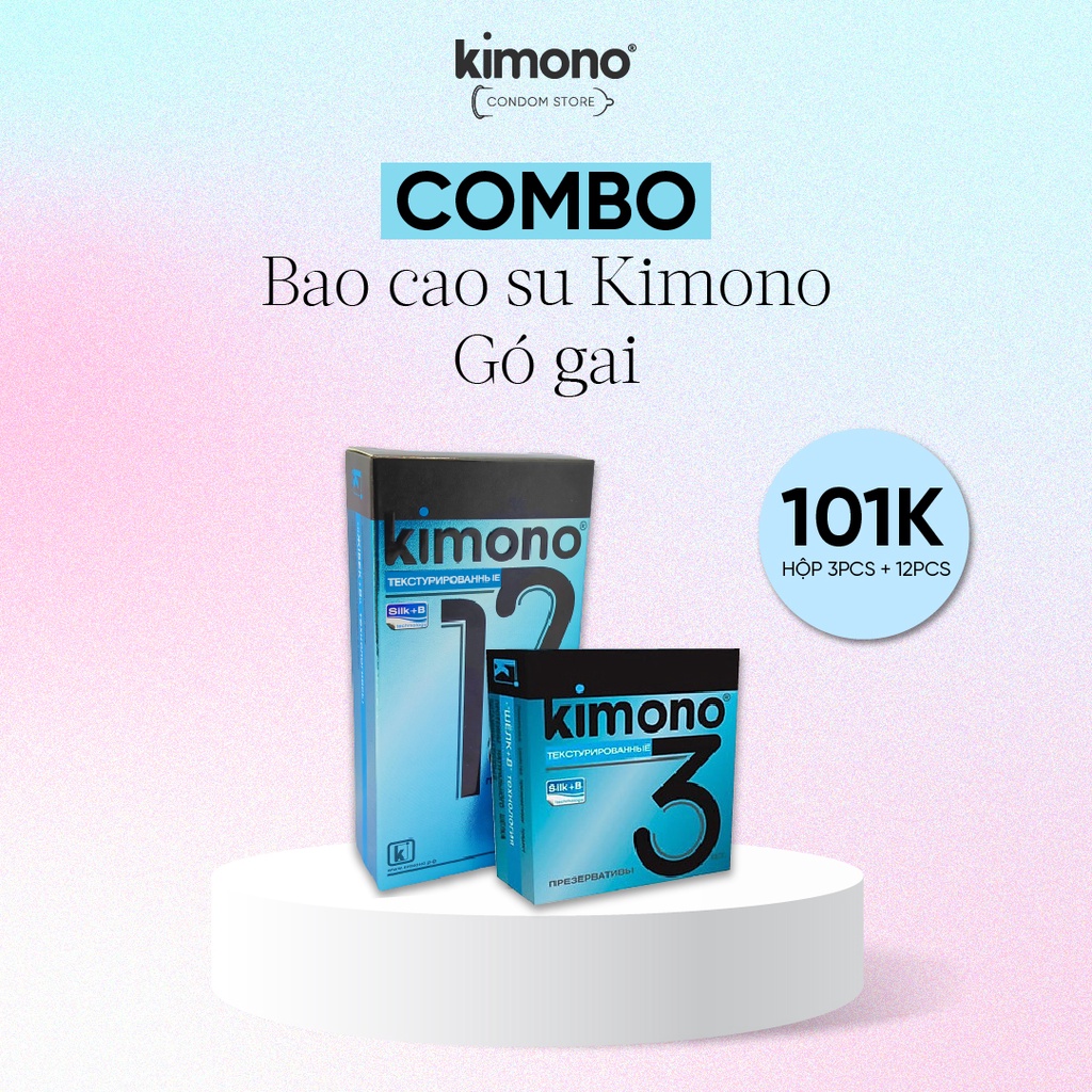 Combo bao cao su Kimono có gai ( hộp 3pcs + 12pcs)