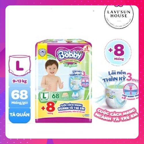 [TẶNG 8 MIẾNG]Tã quần Bobby siêu thấm tặng kèm 8 miếng đủ size M76 L68  XL62 XX56,bĩm quần bobby mẫu mới