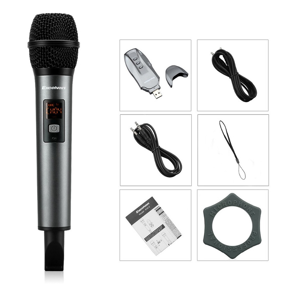 [Mã 155ELSALE giảm 7% đơn 300K] Mic Karaoke Không Dây Excelvan K18V | Bảo hành 6 tháng